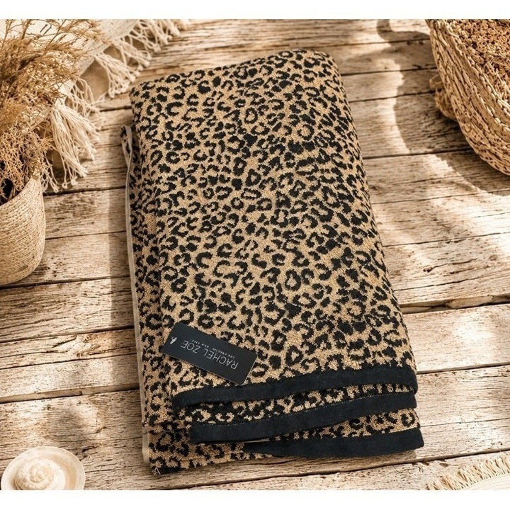 Rachel Zoe Classic Leopard Reversible Beach Towel 100% COTTON NWT Safari Animal
